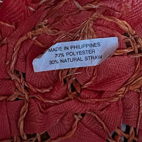 Vintage Betmar Orange Woven Sun Hat Polyester/Straw Women's One Size - Picture 4 of 4